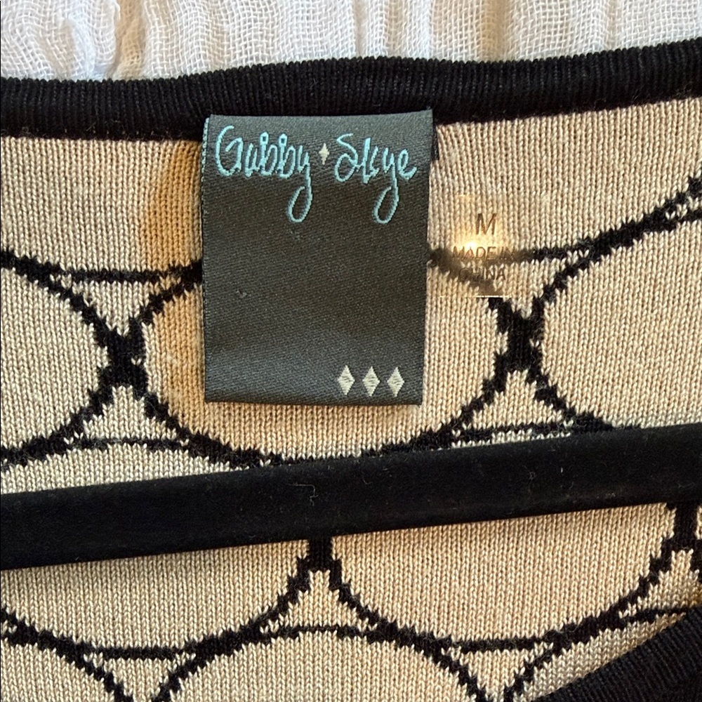Gabby Skye Black Dress with Cream Circle Print and Bell Sleeves - Picture 2 of 6
